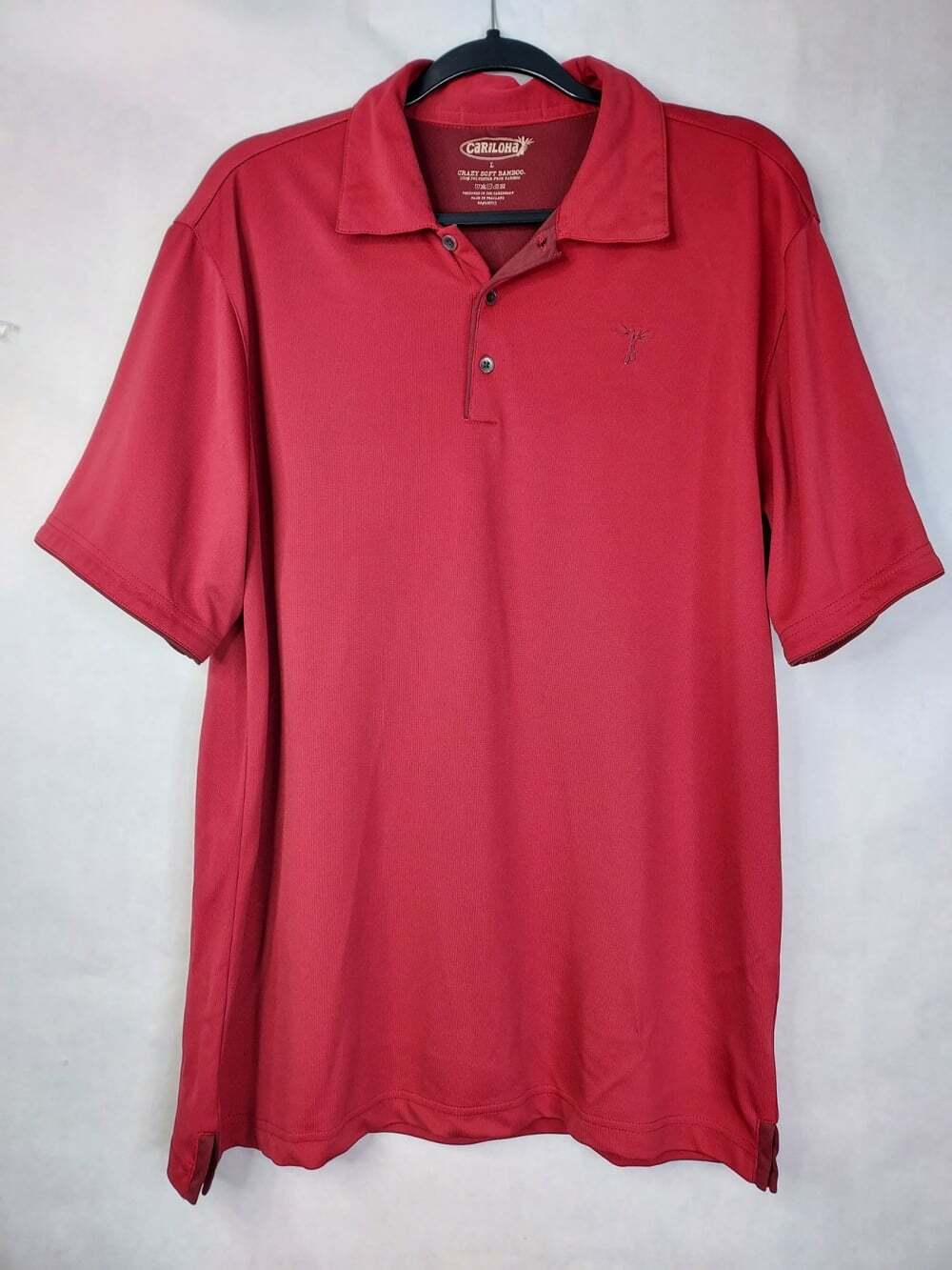Cariloha Polo Shirt Mens L Red Performance Comfort Bamboo Blend Golf Soft Preppy